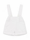 Carriage Boutique white linen-cotton blend baby boy christening shorts with suspenders and hand-embroidered details.