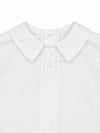 Carriage Boutique white cotton christening shirt with a classic collar and delicate hand embroidery detail