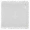Carriage Boutique white baby blanket featuring a cross pattern, delicate fringe trim, and a decorative ribbon bow.