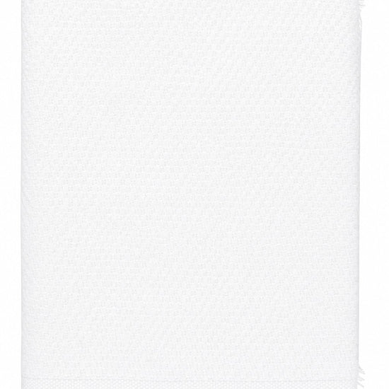 Carriage Boutique white knit baby blanket with fringe detail, perfect for personalized monogramming.