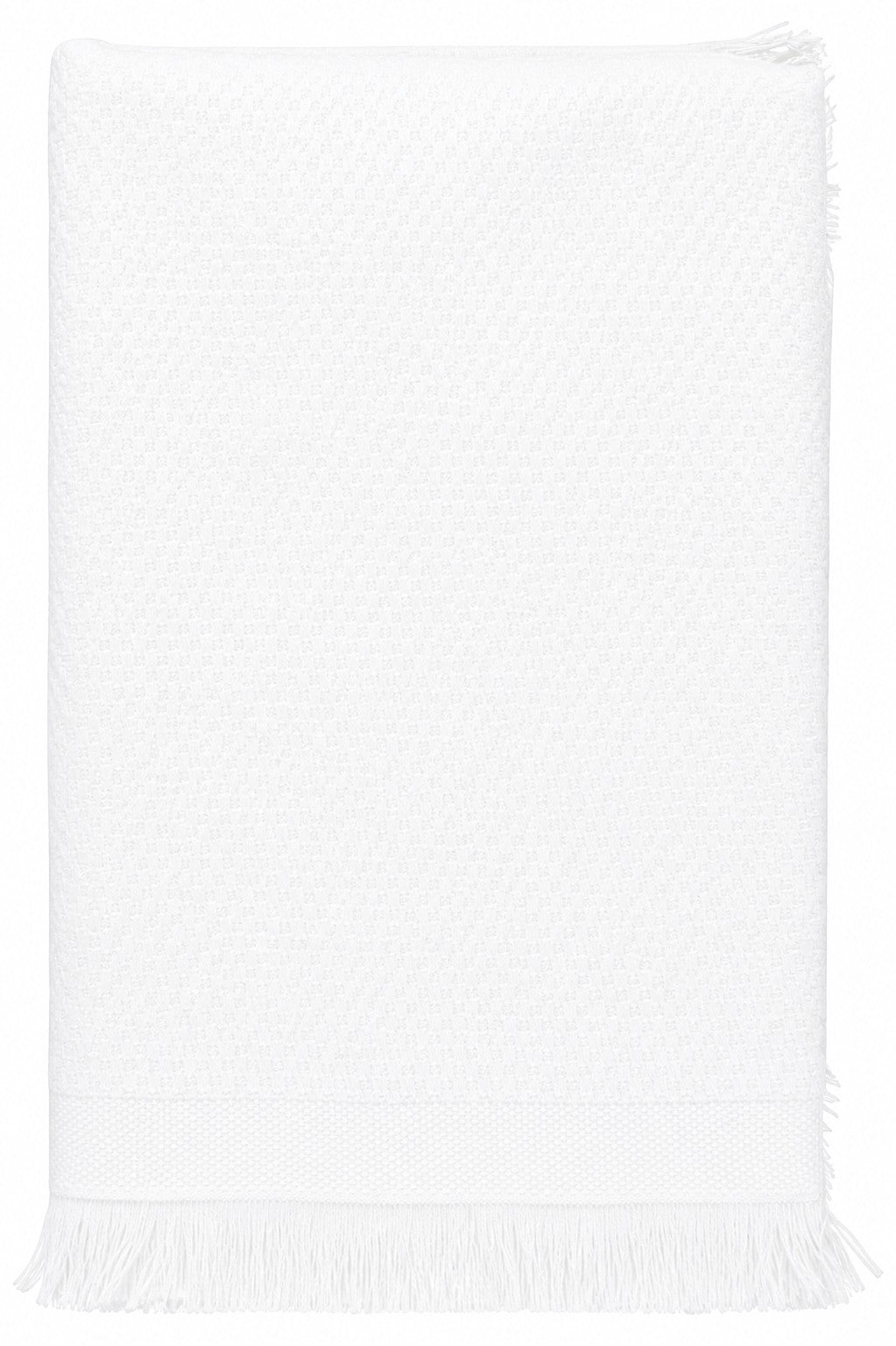 Carriage Boutique white knit baby blanket with fringe detail, perfect for personalized monogramming.