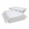 Carriage Boutique white knit baby blanket with blue satin ribbon trim and bow in a gift box