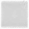 Carriage Boutique white knit baby blanket with fringe trim and a delicate satin ribbon bow corner accent