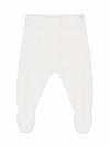 Carriage Boutique white knit baby leggings with delicate leaf pattern detailing for christening or special occasions