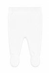 Carriage Boutique white knit baby footed pants for a bris outfit with a soft, comfortable texture.