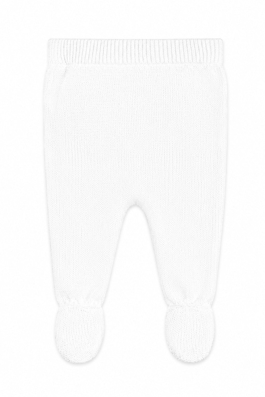 Carriage Boutique white knit baby footed pants for a bris outfit with a soft, comfortable texture.