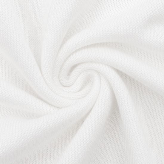 Carriage Boutique white knit cotton fabric with a soft, swirled texture for a baby christening outfit
