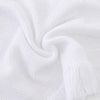Carriage Boutique white knit baby blanket with soft texture and delicate fringe detail, perfect for monogramming.