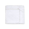 Carriage Boutique white baby blanket with delicate ribbon and cross embroidery and elegant Belgium lace trim