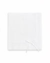 Carriage Boutique white christening blanket featuring delicate Belgium lace texture and a decorative ribbon bow.