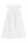 Carriage Boutique white lace christening gown with short flutter sleeves for baby baptism ceremony