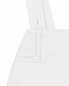 Carriage Boutique white linen cotton blend christening shorts with suspenders and hand embroidered button detail