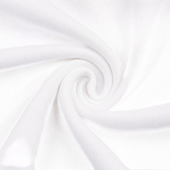 Carriage Boutique white quilted fabric texture for a baby bris gown with soft knit material