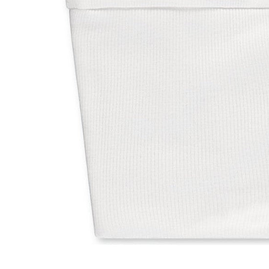 Carriage Boutique white ribbed newborn sleep sack fabric detail with soft, breathable texture