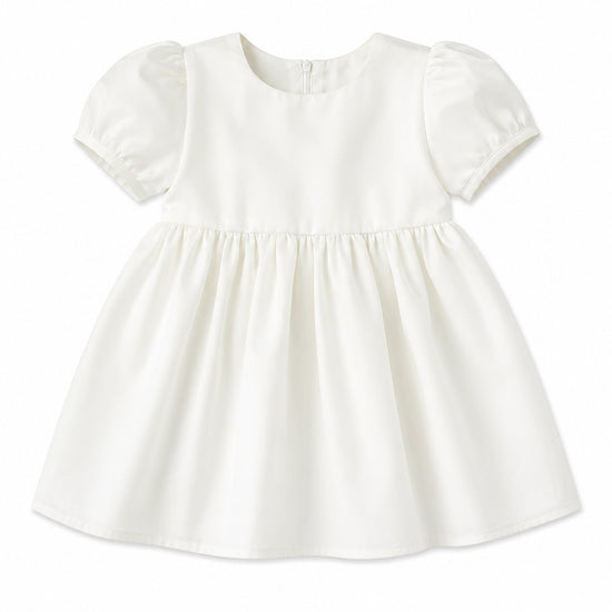 Carriage Boutique white satin christening dress with puffed sleeves for baby girls