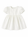Carriage Boutique white satin christening dress with puffed sleeves for baby girls