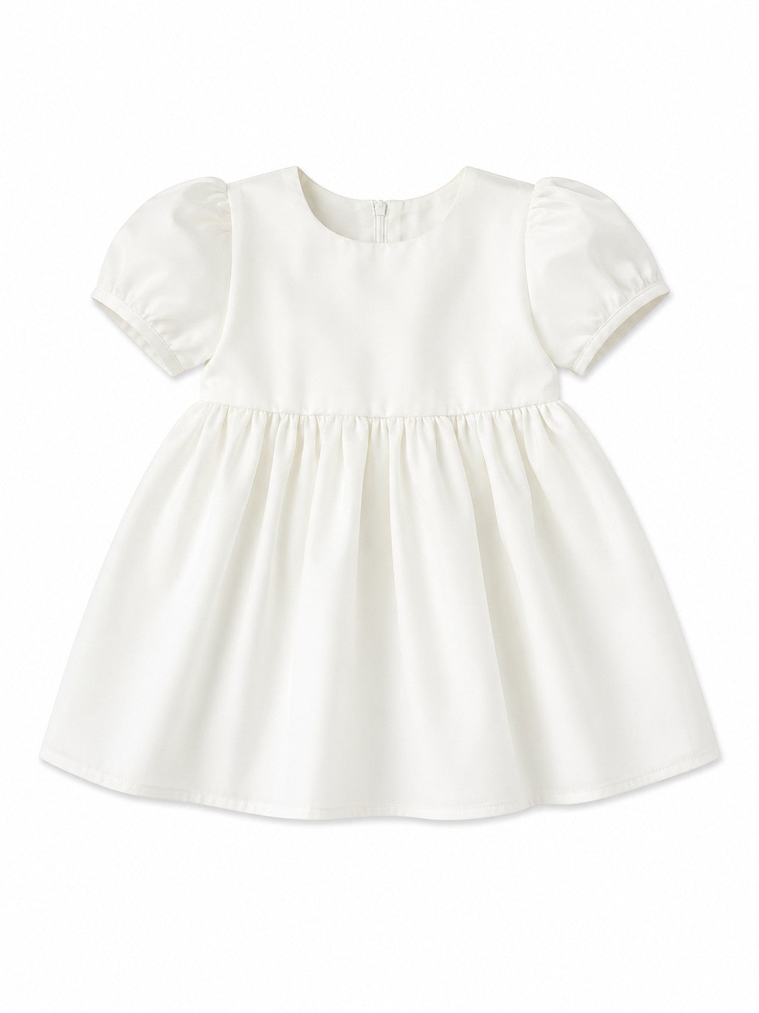 Carriage Boutique white satin christening dress with puffed sleeves for baby girls