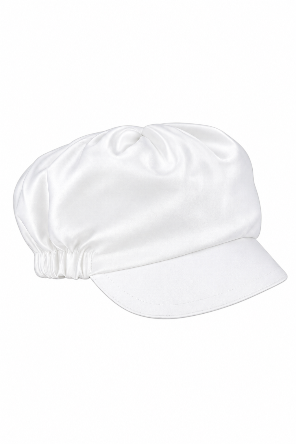 Carriage Boutique white satin baby boy christening hat with a soft rounded crown and structured brim
