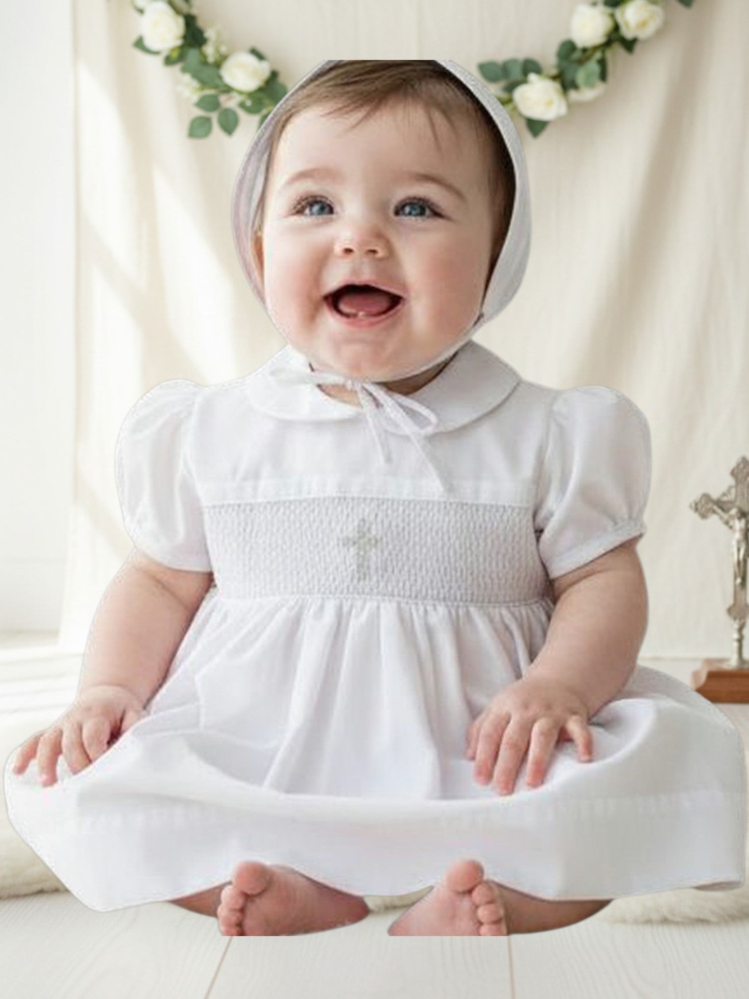 christening dress infant Baby Girl Christening Dress Smocked Cross