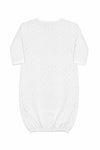 Carriage Boutique white infant sleep gown with grey star print and long sleeves on a plain background