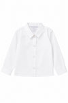 Carriage Boutique white long sleeve button-down toddler shirt made from soft poly cotton blend fabric.