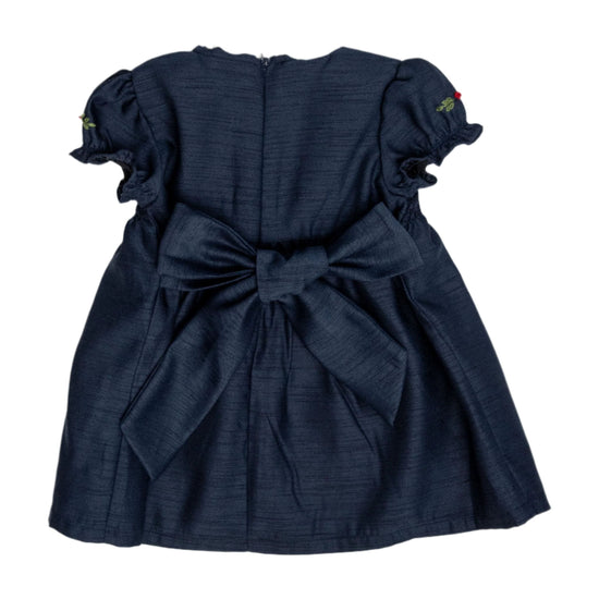 Floral Smocked Silk Navy Short Sleeve Baby Girl Dress Carriage Boutique Floral Smocked Silk Navy Short Sleeve Baby Girl Dress Carriage Boutique