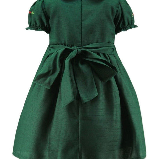 Floral Smocked Green Silk Short Sleeve Baby Dress Carriage Boutique Floral Smocked Green Silk Short Sleeve Baby Dress Carriage Boutique