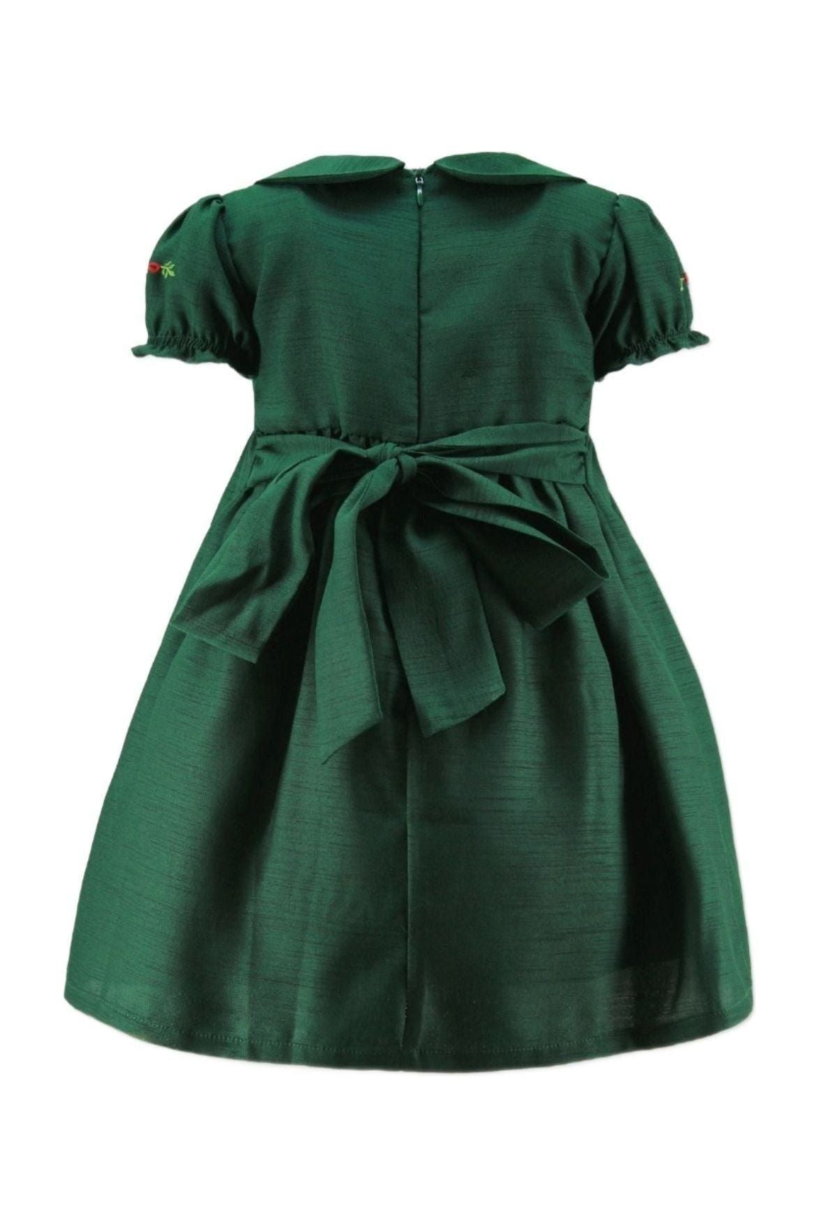 Floral Smocked Green Silk Short Sleeve Baby Dress Carriage Boutique Floral Smocked Green Silk Short Sleeve Baby Dress Carriage Boutique