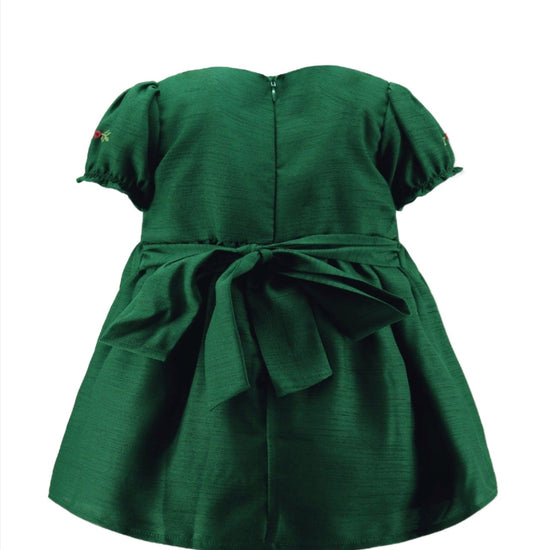 Floral Smocked Green Silk Short Sleeve Baby Dress Carriage Boutique Floral Smocked Green Silk Short Sleeve Baby Dress Carriage Boutique