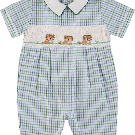 Hand Smocked Lions Baby Boy Shortall