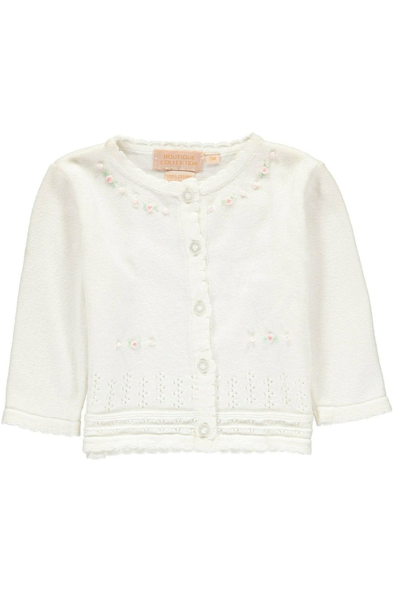 Julius Berger Classic White Baby & Toddler Girl Cardigan - Carriage Boutique