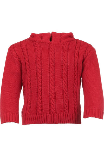 Julius Berger Red Cable Zip Back Baby Boy Sweater