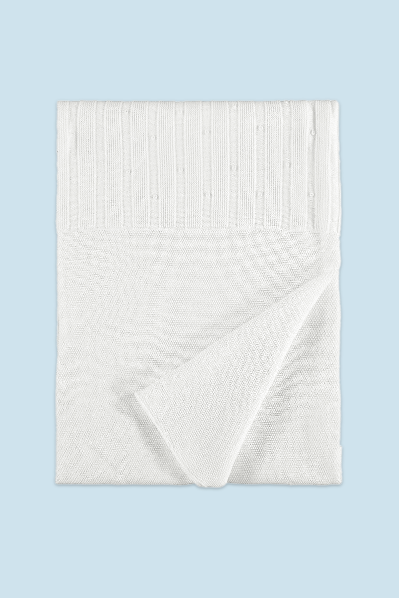 Knit Elegant White Baby Blanket