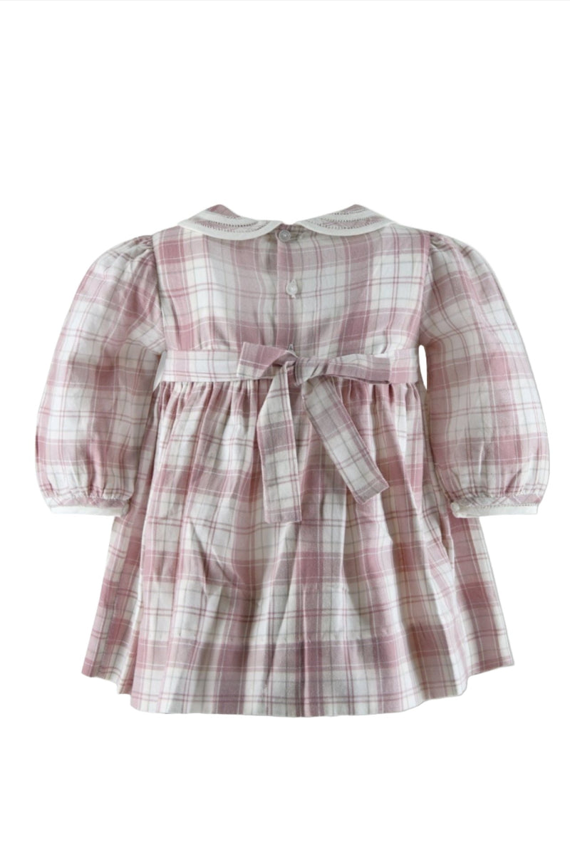 Mauve Heathered Plaid Long Sleeve Baby Girl Dress 2 - Carriage Boutique