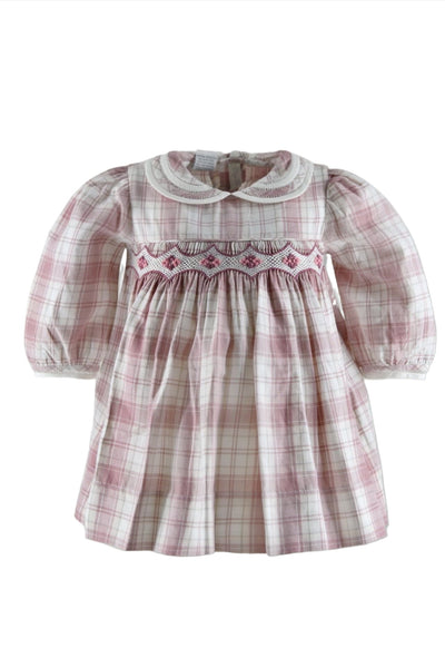 Mauve Heathered Plaid Long Sleeve Baby Girl Dress - Carriage Boutique