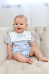 Monogram Blue Baby Boy Bubble Romper