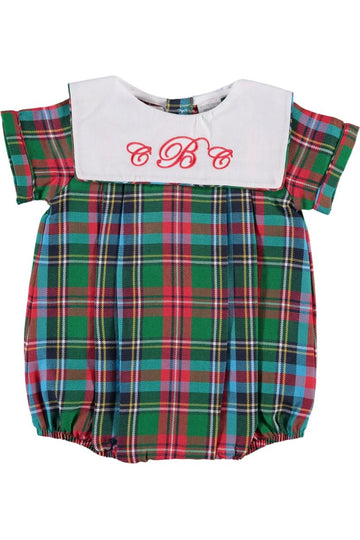 Monogram Check Baby Boy Bubble Romper