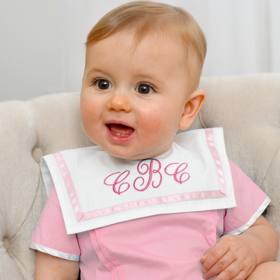 Monogram Pink Baby Girl Bubble Romper
