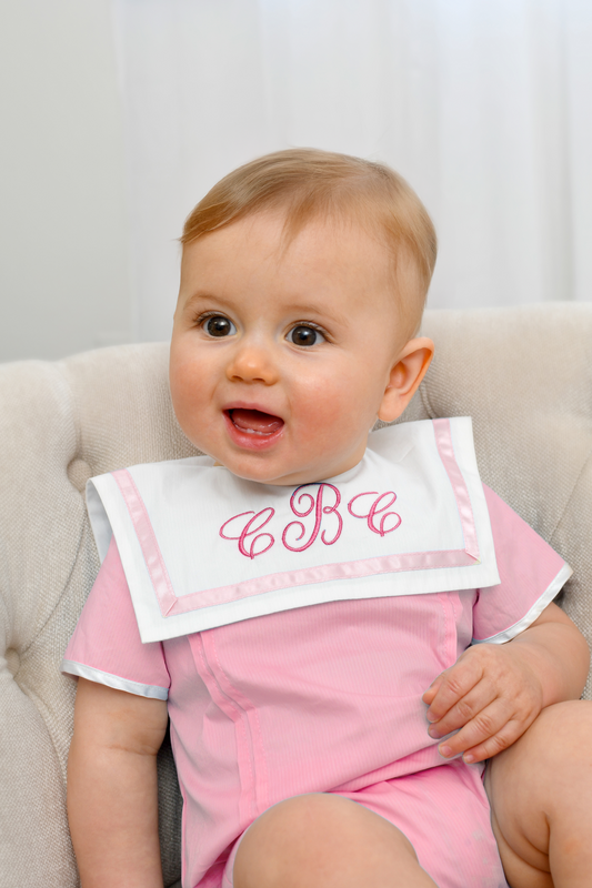 Monogram Pink Baby Girl Bubble Romper