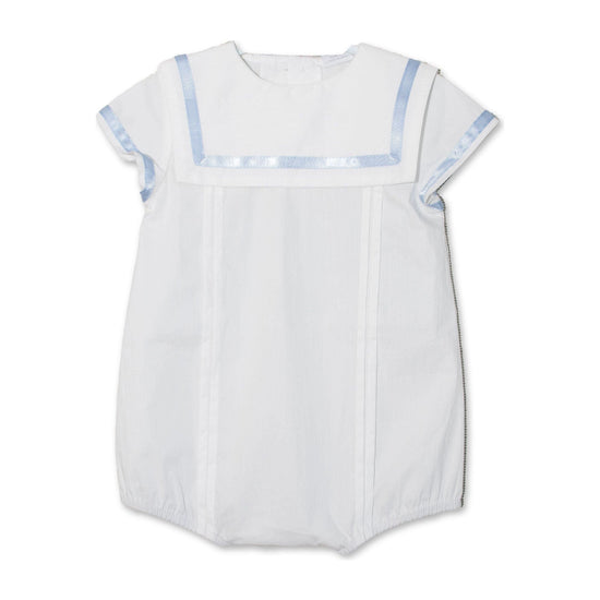 Monogram White Baby Boy Bubble Romper 2