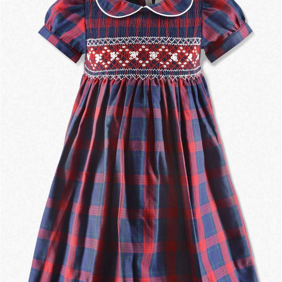 Navy Plaid Baby & Toddler Girl Short Sleeve Dress - Carriage Boutique