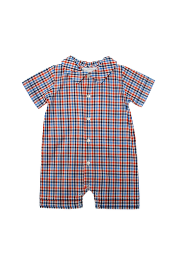 20130-Orange Plaid Baby Boy Shortall