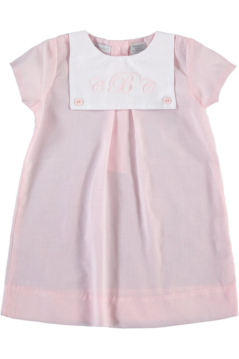 Personalized Classic Monogram Button Bib Baby Girl Dress 3 - Carriage Boutique