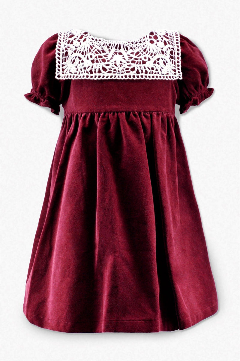 Red Velvet Short Sleeve Baby & Toddler Girl Dress 2 - Carriage Boutique