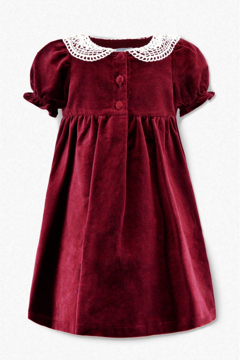 Red Velvet Short Sleeve Baby & Toddler Girl Dress - Carriage Boutique