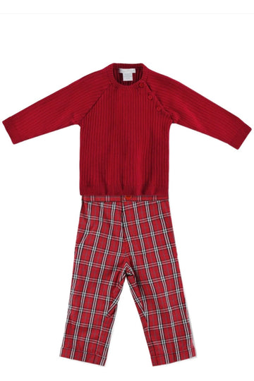 Red & White Plaid Baby Boy Pants Set - Carriage Boutique