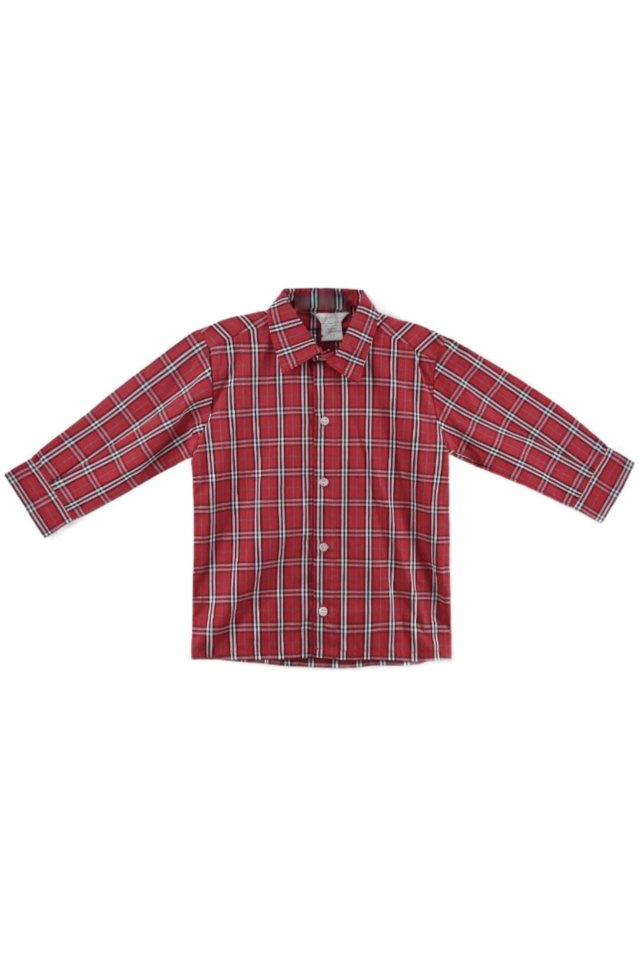 Red White Plaid Baby Toddler Boy Long Sleeve Shirt – Carriage