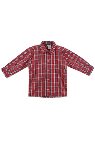 Red & White Plaid Baby & Toddler Boy Long Sleeve Shirt - Carriage Boutique