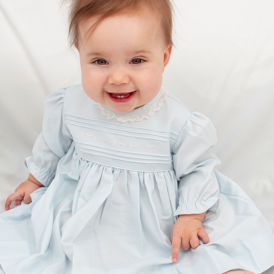 Baby Girl Light Blue Long Sleeve Dress - 12M Baby Girl Light Blue Long Sleeve Dress - 12M