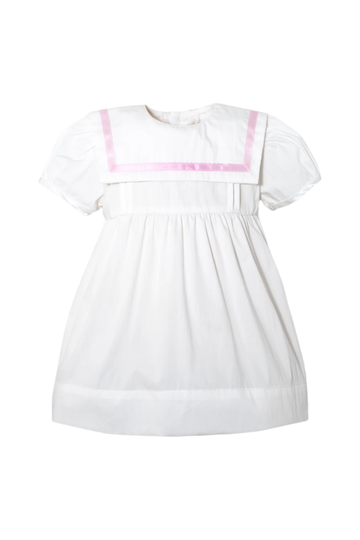 20124-Short Sleeve White & Pink Baby & Toddler Dress